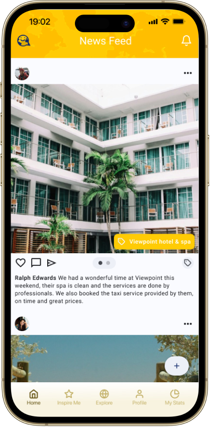 Travelled App — News Feed